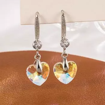S925 стерлингового серебра желтое сердце циркон роскошные серьги-гвоздики для женщин элегантные ювелирные изделия оптом 2024 трендовые ювелирные изделия серебряный