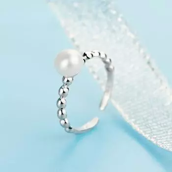 S925 Стерлингового Серебра Жемчуг Открытие Регулируемое Кольцо Простой Джокер Женские Серебряные Ювелирные Изделия Opening is adjustable