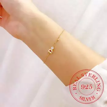 S925 стерлингового серебра женский браслет 14K позолоченные слова кристальные браслеты с подвесками Homme для женщин и девушек ювелирные украшения свадебный подарок