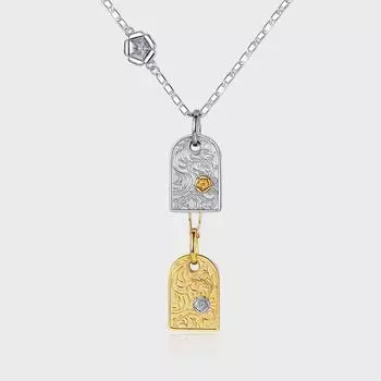 S925 стерлингового серебра золото и серебро контрастный цвет трава Тан квадратное ожерелье цветок женский холодный ветер свиной нос ключица цепочка ниша свет роскошь