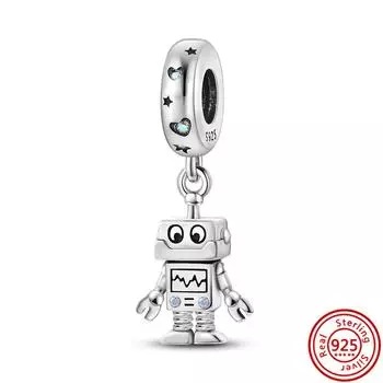 S925 Стерлингового Серебра Звезды Луна Солнце Перец Робот Автомобильный Ключ Защитная Цепочка Счастливые Бусины Подходит Оригинальный Браслет DIY Ювелирные Изделия