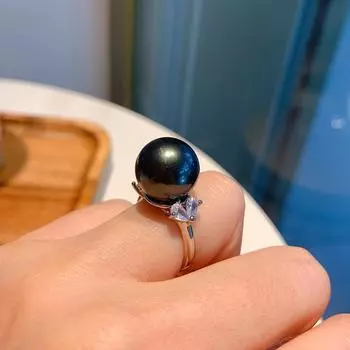 S925 Таитянский жемчуг кольцо серьги ювелирные изделия комплект из двух частей знаменитости модная одежда