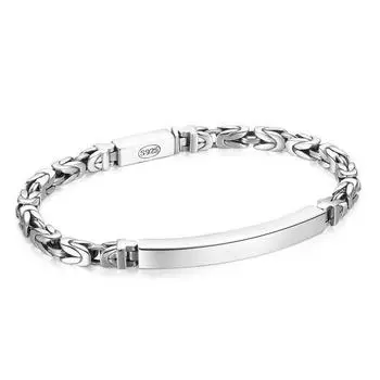 S925 тайский серебряный винтажный тканый браслет с принтом мира в стиле хип-хоп, роскошный браслет Sense, ювелирные изделия, подарки для мужчин и женщин 20cm