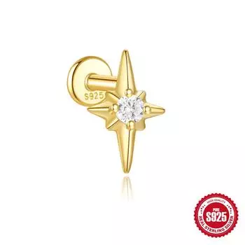 S925 Tremella Decoration Женские серьги-гвоздики из стерлингового серебра с простым темпераментом и маленьким цирконием с плоским дном Серьги-подвески с темпераментом