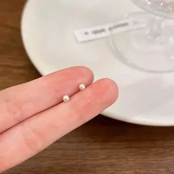 S925 Whole Body Silver Star Ear Studs Female Silver Doudou Ear-Caring Internet Celebrity Student Minimalist Mini Compact Ear Sticks Ear Studs 3mm Silver Bean