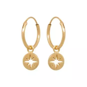 S925 Wind S925 Simple Creative Personality Polaris Octagram Coin Earrings Ear Buckles