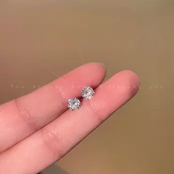 S925 Women s Best Selling Fancy Earrings Fine Sterling Silver Needle A pair of 6mm earrings (silver needles)