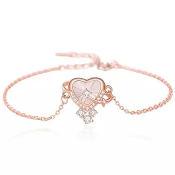 S925 Женский небольшой комплект украшений из перламутра в форме сердца в корейском стиле с бриллиантами и цирконами Adjustable size