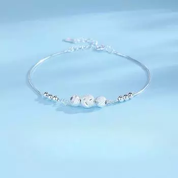 S990 Браслет из чистого серебра Оригинальный браслет Sansheng Sanshi Lucky Beads Модный универсальный браслет серебряный