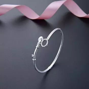 S990 Foot Silver Простой браслет круглой линии с бриллиантовой инкрустацией Креативный индивидуальный серебряный браслет с ключом для женщин Adjustable size серебряный