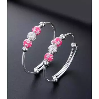 S990 Серебряный браслет с каплями масла, круглые бусины из бисера, детский милый браслет, пара детских серебряных браслетов Adjustable size