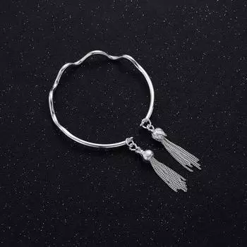 S990 Серебряный браслет с кольцом Мебиуса, женский серебряный браслет в стиле ретро с кисточками в этническом стиле, браслет с открытым темпераментом Adjustable size