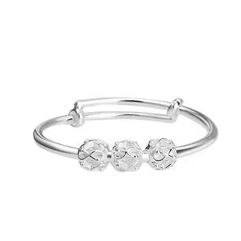 S990 Серебряный браслет с круглым шариком и бисером, детский браслет, пара детских браслетов в полнолуние, браслеты из чистого серебра Adjustable size