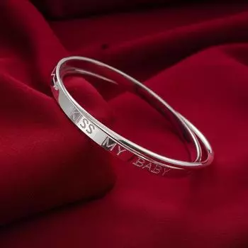 S990 Серебряный браслет женский двойной круг Kissmybaby простой ретро однотонный браслет женские украшения