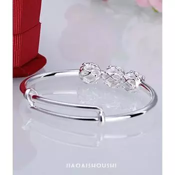 S990 Серебряный детский браслет в этническом стиле с полыми круглыми бусинами Браслет из бисера Push Pull Horse Circle Live Baby Серебряный браслет Adjustable size