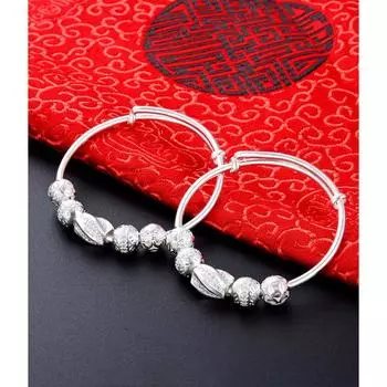 S990 Серебряный шар для ног, детский браслет для мужчин и женщин, детский шарик в полнолуние, серебряный браслет, регулируемый пушпульный Adjustable size