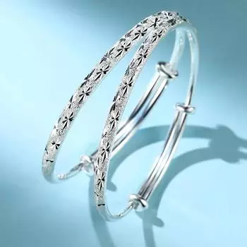 S999 Браслет из чистого серебра, полный гипсофилы, сплошные украшения, простые и универсальные модели, браслет для похудения, нишевый дизайн, женщины 18g