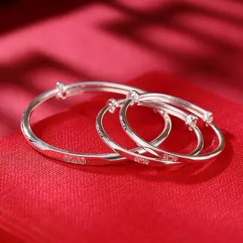 S999 Браслет из стерлингового серебра с китайским зодиакальным тигром, простой браслет в модном и индивидуальном стиле для родителей и детей Adjustable size