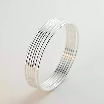 S999 Браслет ручной работы из чистого серебра с гладкой поверхностью и круглой перемычкой для мужчин и женщин. Браслет из чистого серебра с закрытым уплотнением. 54MM
