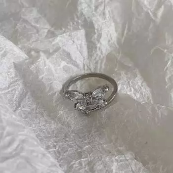 S999 чистое серебро изысканное кольцо с открытым концом в виде бабочки циркония легкое роскошное кольцо Ins холодный стиль простое модное кольцо на указательный палец