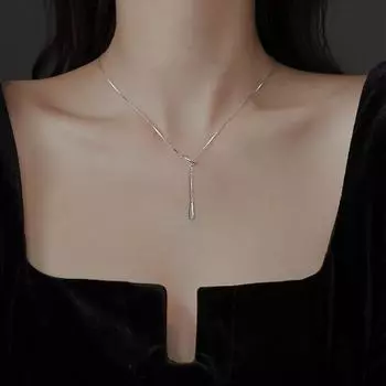 S999 чистое серебро капля кулон ожерелье легкая роскошная цепочка на ключицу высокого качества в стиле меньшинства для женщин