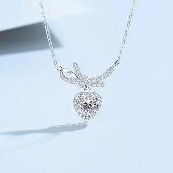 S999 Чистое Серебряное Ожерелье Сердце-Бант для Женщин Специальный Дизайн Высококачественное Ожерелье Легкая Роскошная Ключичная Цепочка