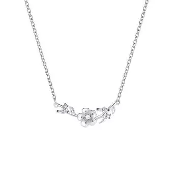 S999 Чистое Серебряное Ожерелье Женское Особое Интересное Легкое Роскошное Цепочка Ключицы Аксессуары Подвеска Цветок Лист