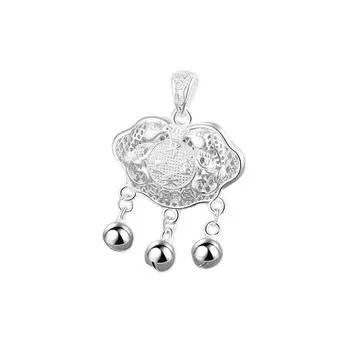 S999 чистого серебра полый шелковый замок добрых пожеланий национальный стиль стерлингового серебра замок долголетия ожерелье один кулон