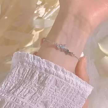 S999 Чистый Серебряный Браслет Бабочка Цирконий для Женщин Летний Легкий Роскошный Дизайн Меньшинства Новый Изысканный и Универсальный Браслет