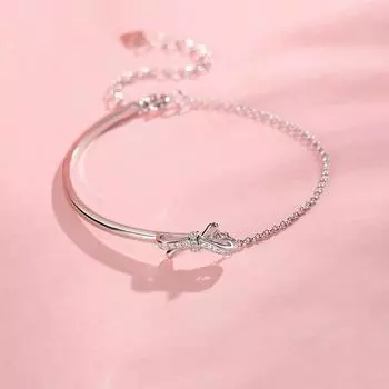 S999 Чистый Серебряный Браслет-Бант для Женщин Легкий Роскошный Браслет-Половина Цепи Браслет-Половина Цепи 999