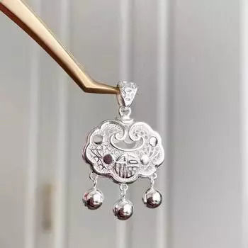 S999 Чистый Серебряный Замок Долговечности Одиночный Подвесной Замок Безопасности Baifu Ожерелье Подвесной Светильник Роскошь 99