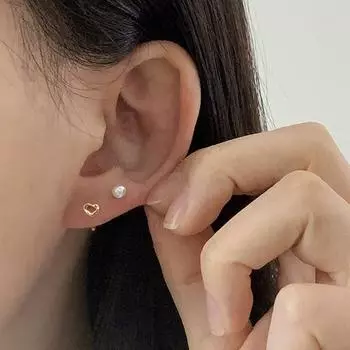s999 foot silver hollow love ear hook, no need to pick foot silver to raise ear hole earrings when sleeping, exquisite versatile earbone studs, new