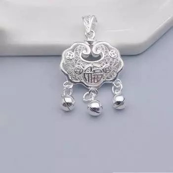 S999 Нога Серебряный замок безопасности полое стерлинговое серебро Долговечный замок ожерелье один кулон взрослый ребенок этнический стиль 99