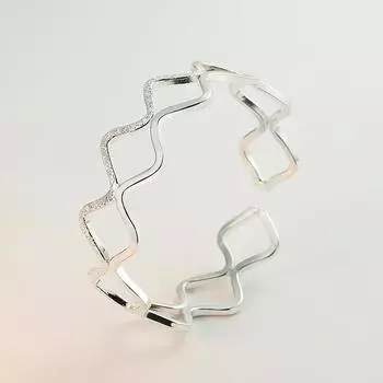 S999 Открытый браслет из чистого серебра с рябью, женский серебряный браслет с шлифованной ногой, двойной линией, переплетенной с любовью, в стиле песчаника, в форме волны Adjustable size серебряный