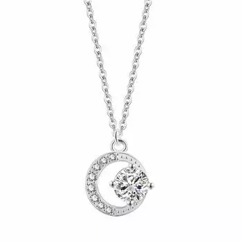 S999 Полное серебро, популярное ожерелье с луной, женское простое и универсальное, элитное элегантное и элегантное ожерелье-цепочка с когтями, роскошные ювелирные изделия из чистого серебра Adjustable size серебряный