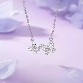 S999 Полностью Серебряное Бриллиантовое Ожерелье Бабочка Легкая Роскошная Цепочка Ключицы Из Стерлингового Серебра Дизайна Женщин