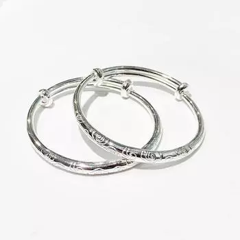 S999 полностью серебряный детский детский браслет в стиле ретро, подвесной колокольчик с облаком, подвесные аксессуары, стерлинговое серебро с пуш-пулем Adjustable size