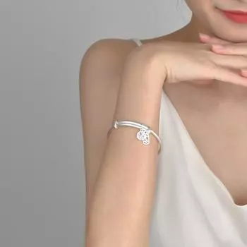 S999 Полностью серебряный двухтактный брендовый браслет Fu Женский защитный браслет в национальном стиле Китай-шикарный дизайн Новый Adjustable size