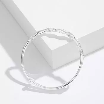 S999 Полный серебряный браслет Мечта с намоткой ленты Закрутки из жареного теста Серебряный браслет Простой темперамент Молодой витой браслет с узором Регулируемый Adjustable size