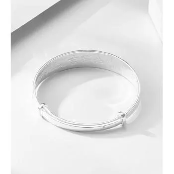 S999 посеребренный браслет женский широкий лицо полная небесная звезда однотонный серебряный браслет для ног подарок мамы для пожилых людей серебряные украшения Adjustable size