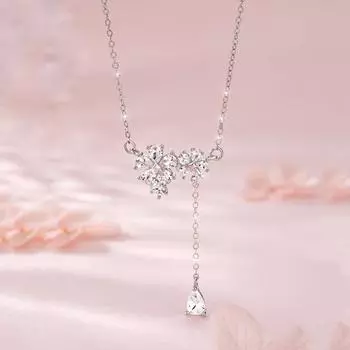 S999 чистого серебра в форме девушки с цветущей вишней ожерелье женская серебряная легкая роскошная ключичная цепочка