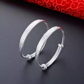 S999 Pure Silver Ethnic Style Buddhist Three-character Scripture Baby Bracelet Ankle Bracelet