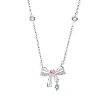 S999 Чистое серебро Любовь Милая Женское Ожерелье Бант Ключица Цепочка