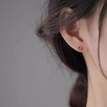 Серьги-гвоздики из чистого серебра S999, красные, женские серьги в стиле меньшинств, высококачественные серьги Otica