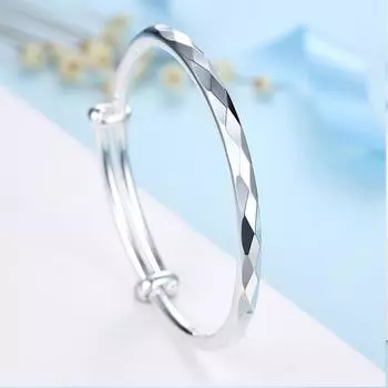 S999 Серебряный браслет с полной звездой неба и круглым животом Серебряный браслет Персонализированный цельный серебряный браслет Маленький и популярный ювелирный подарок для девочек Adjustable size серебряный