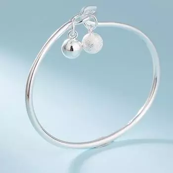 S999 Серебряный гладкий открытый браслет с круглыми шариками Модный и универсальный браслет из полного серебра в подарок для девочек и мам Adjustable size серебряный