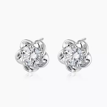 S999 Sterling Silver Five Petal Flower Stud Earrings Women s Cold Wind Earrings Plum Blossom Diamond Fashion and Personalized Earrings 99