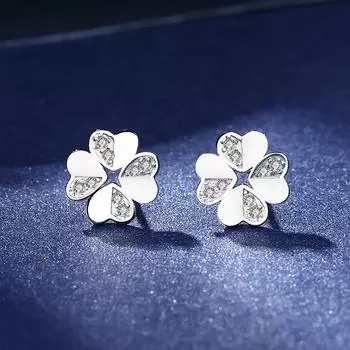 S999 стерлингового серебра новый стиль модные четыре листа клевера модные индивидуальные высококачественные легкие роскошные миниатюрные серьги 99