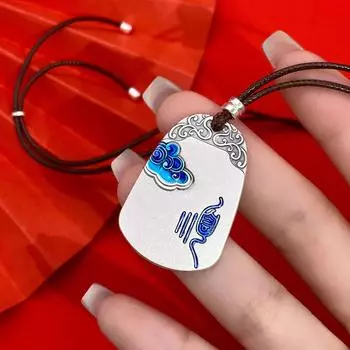 S999 стерлингового серебра Peaceless бренд ретро-цепочка кулон мужской и женский эмаль настоящее ожерелье