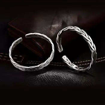 S999 Тканый однотонный серебряный браслет из чистого серебра, индивидуальный серебряный однотонный браслет для ног, универсальный браслет в стиле унисекс в стиле ретро, браслет для пары Adjustable size